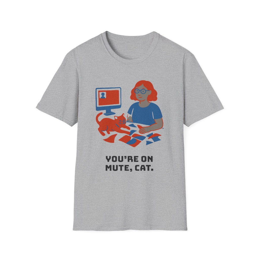 Sport Grey t-shirt, front view, printed with a modern quilt guild member design