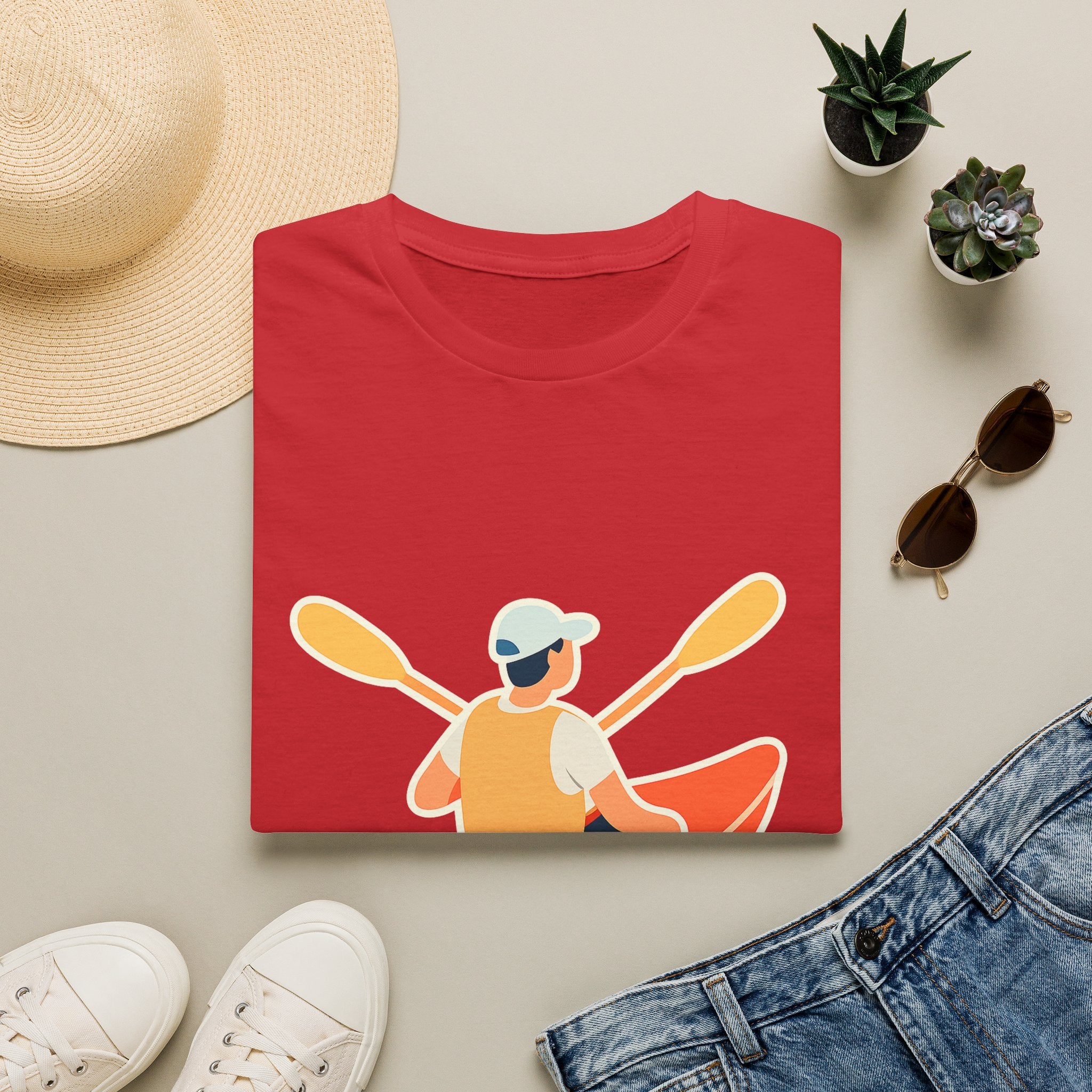 Kayaking Paddling Adventure Unisex T-Shirt - Soft Comfort Cotton Tee