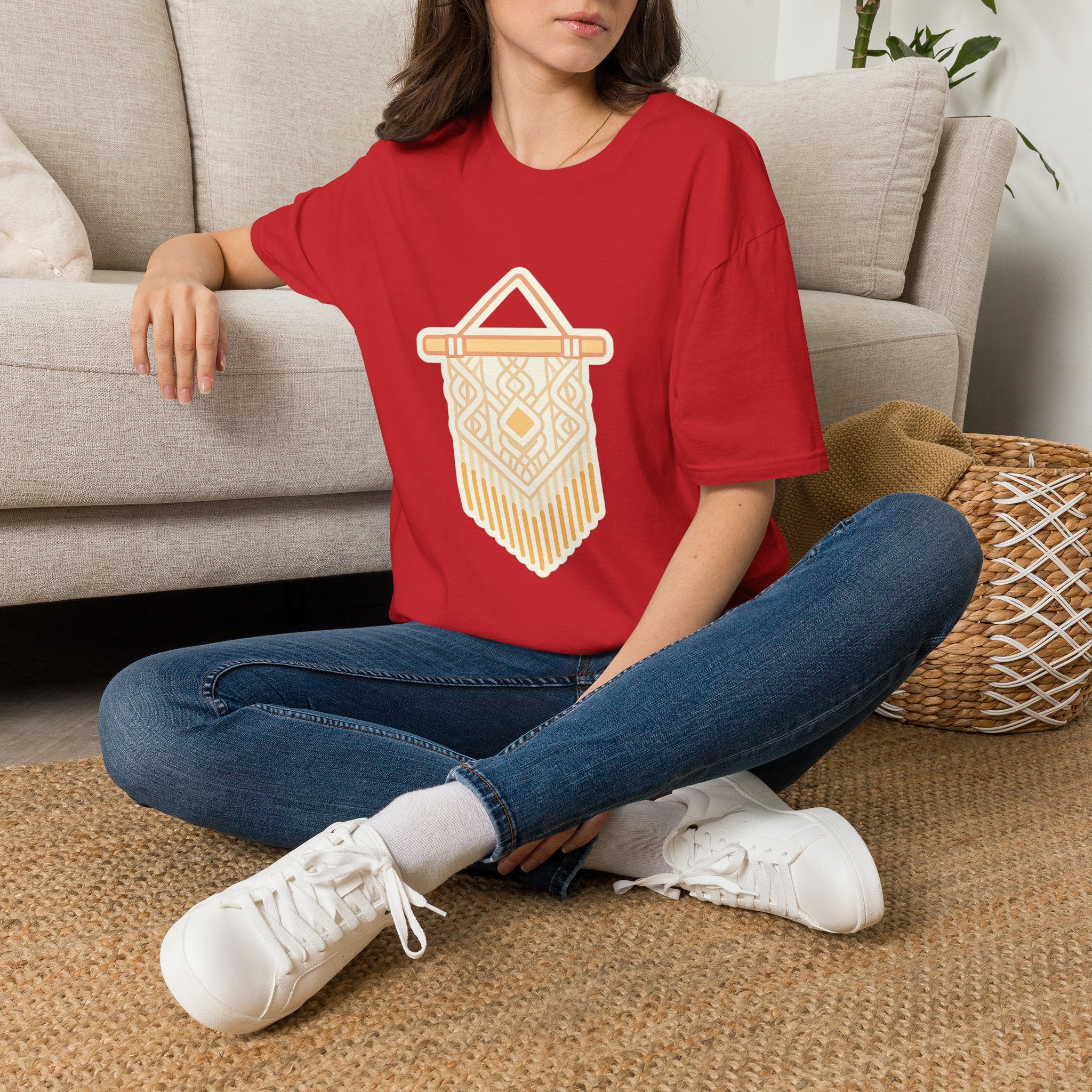 Macrame Unisex T-Shirt | Boho Art Print Tee for Men & Women
