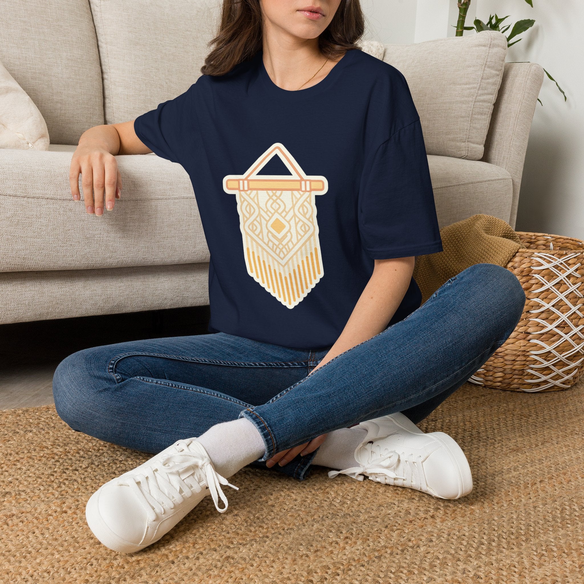Macrame Unisex T-Shirt | Boho Art Print Tee for Men & Women
