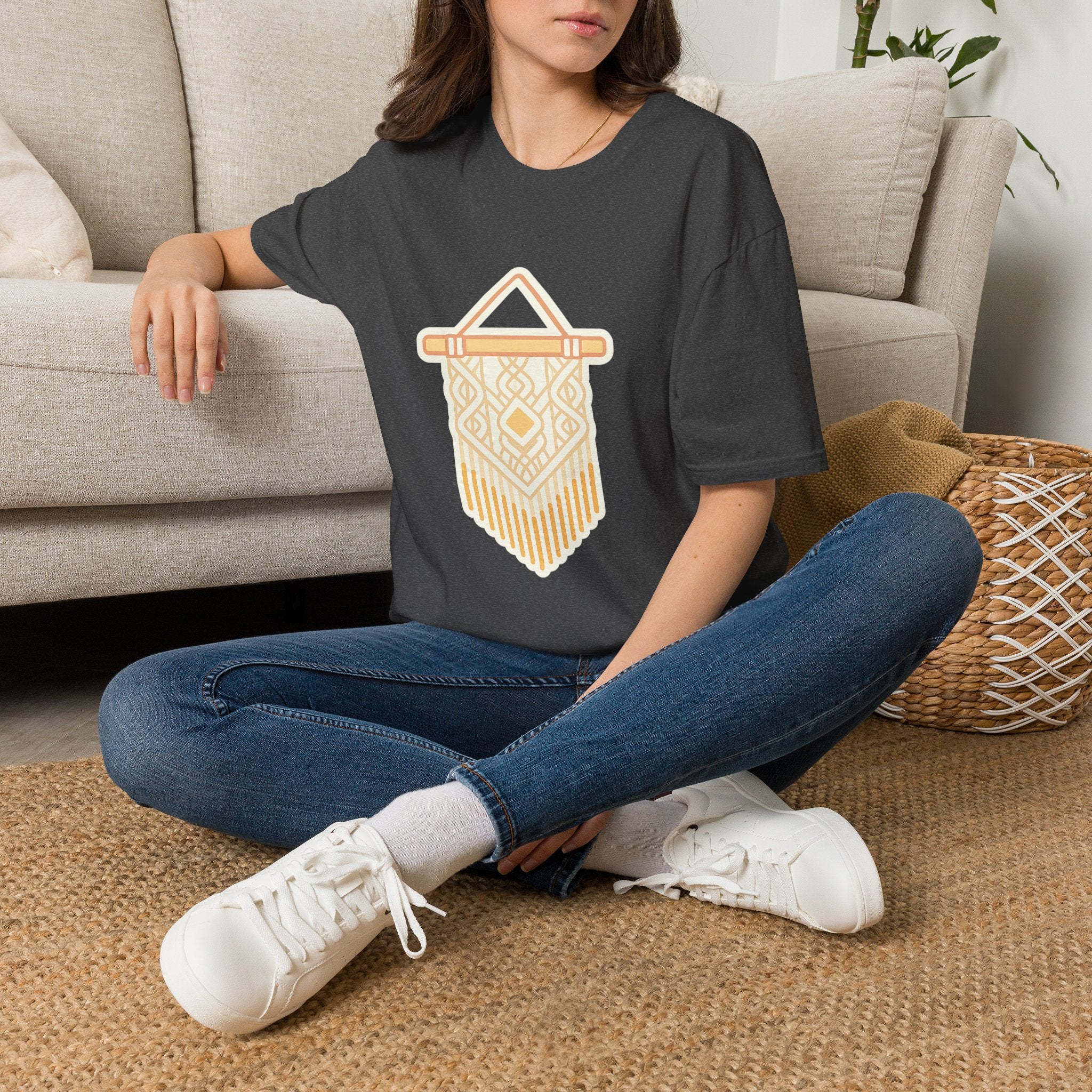 Macrame Unisex T-Shirt | Boho Art Print Tee for Men & Women