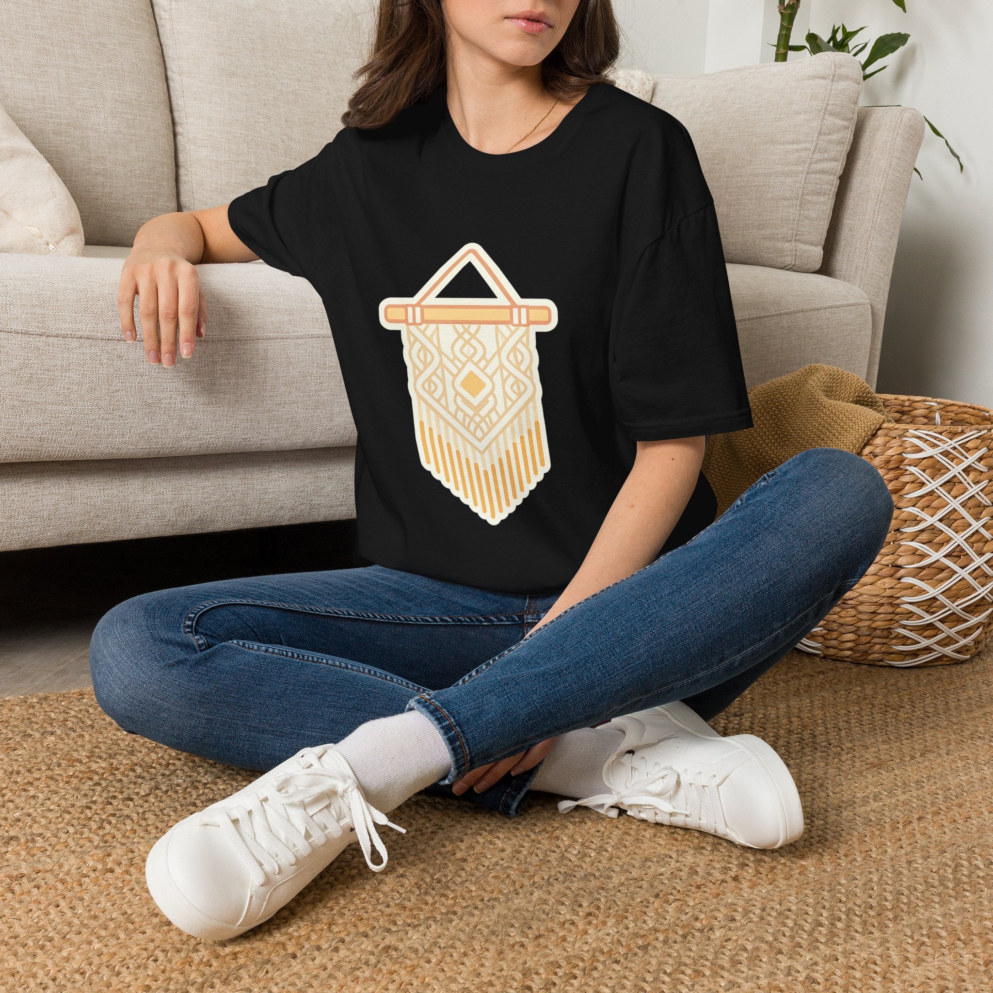 Macrame Unisex T-Shirt | Boho Art Print Tee for Men & Women