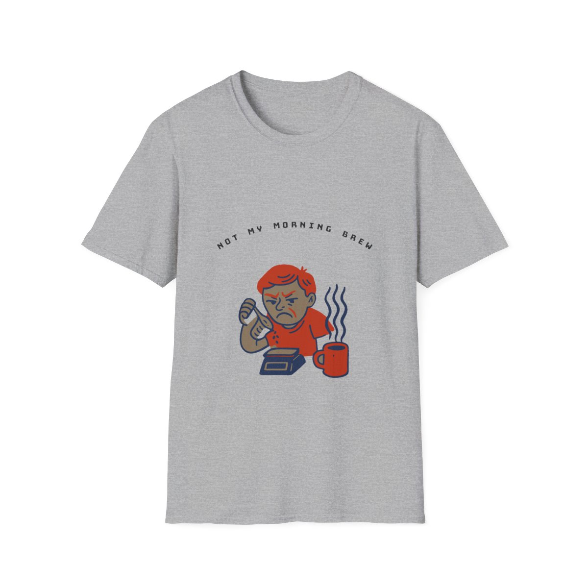 Sport Grey t-shirt, front view, printed with person holding soap with mug