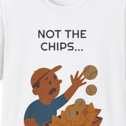 Close-up of the printed design detail: weekend box-seat fan, reaching for a foul ball that just bounced