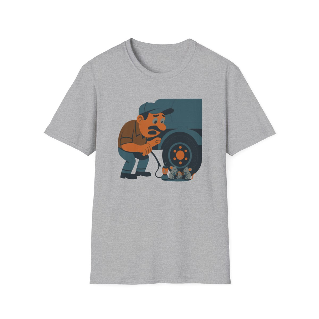 Sport Grey t-shirt, front view, printed with a long-haul tanker driver design