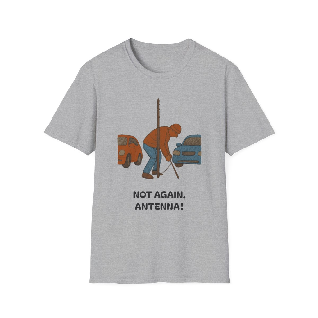 Sport Grey t-shirt, front view, printed with a SOTA/portable operator design