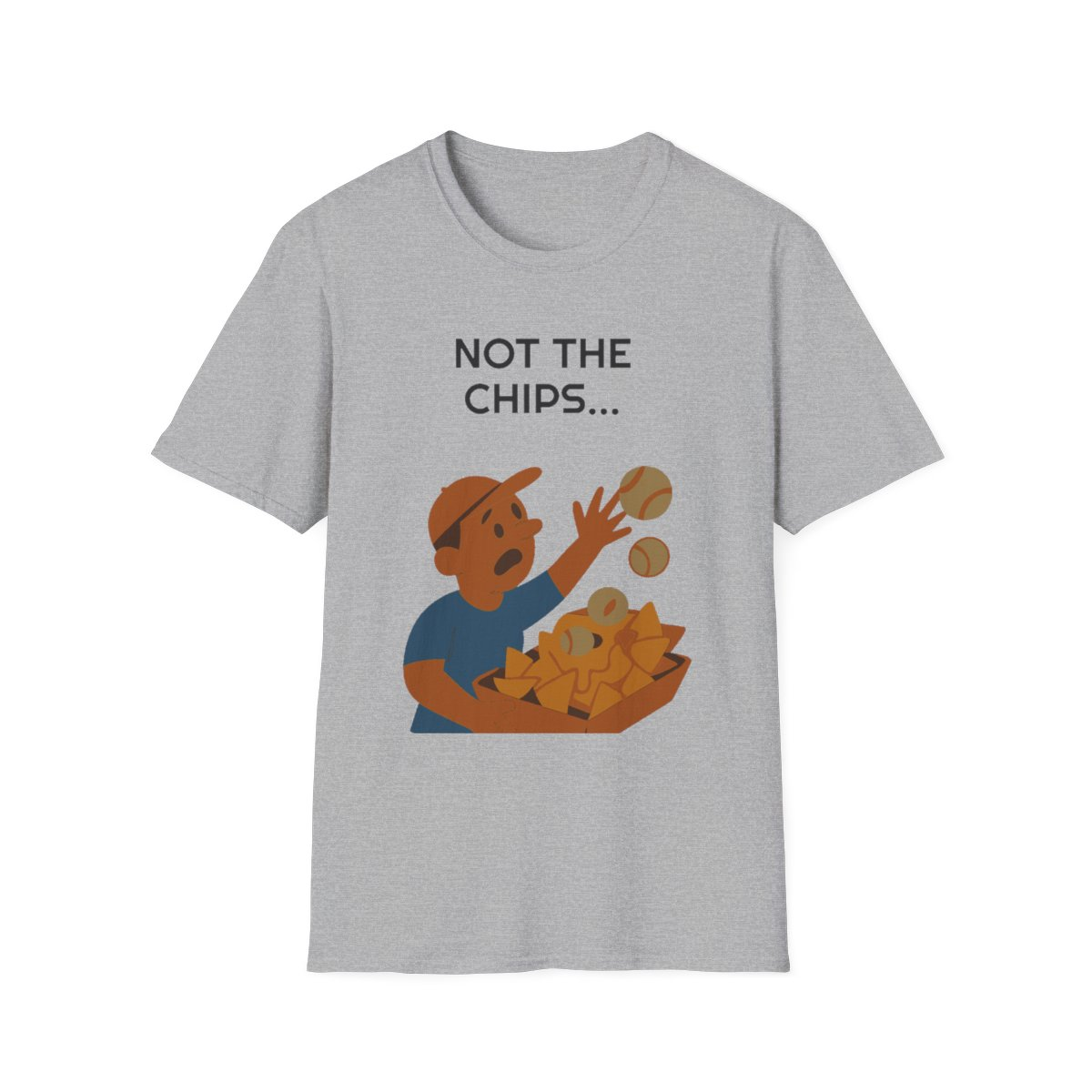 Sport Grey t-shirt, front view, printed with a weekend box-seat fan design